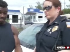 Hungry milf cops arrive at the hood looking for the biggest black cock and