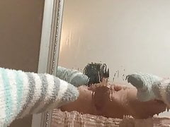Tiny MILF licked and squirting on mirror