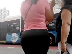 Bubble booty latina at bus stop