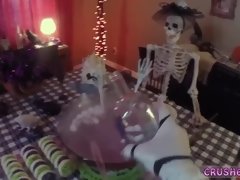 Mom and playfellow's daughter suck hd first time Swalloween Fun