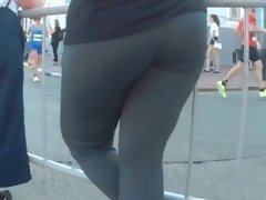 Big ass in grey pants
