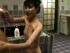 Asian Japanese Mature In Shower With Young Lover Home