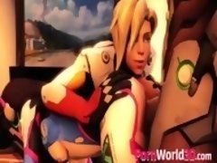 3D Porn Compilation of Overwatch Video Game Babes Fuck in 3Some
