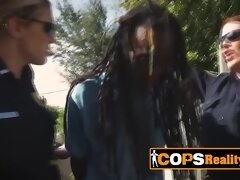 Ass licking by a horny black criminal for a big booty MILF officer!